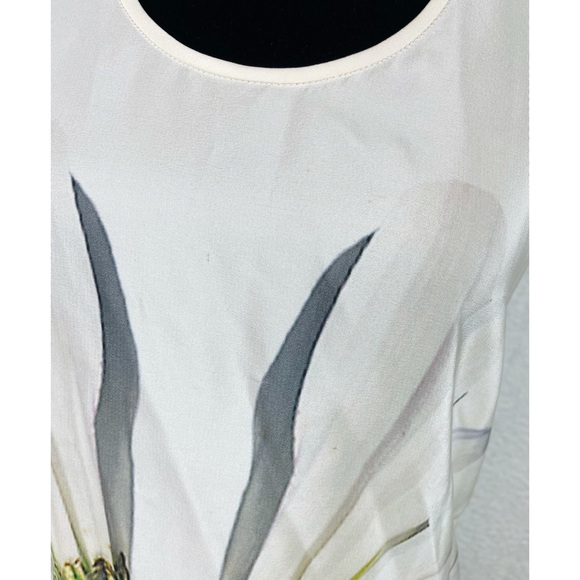 TIBI • White Silk Floral Racerback Tank Top, 0 - Picture 12 of 15